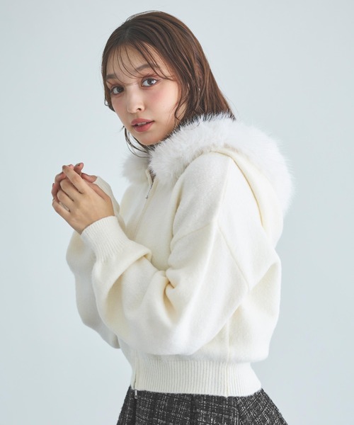 INGNI（イング） ニットパーカー M オフホワイト レディース