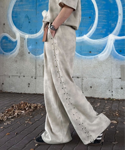 スウェットパンツ ジャージ ダート加工スタッズスウェットパンツ