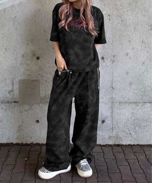 スウェットパンツ ジャージ ダート加工スタッズスウェットパンツ