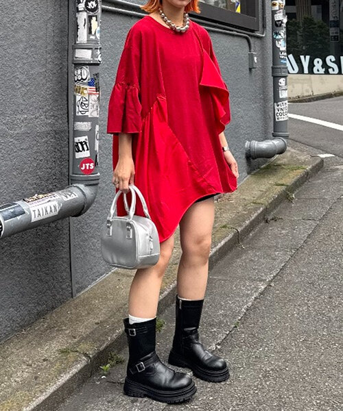tシャツ etsintaリメイクフリルオーバーTEE レディース