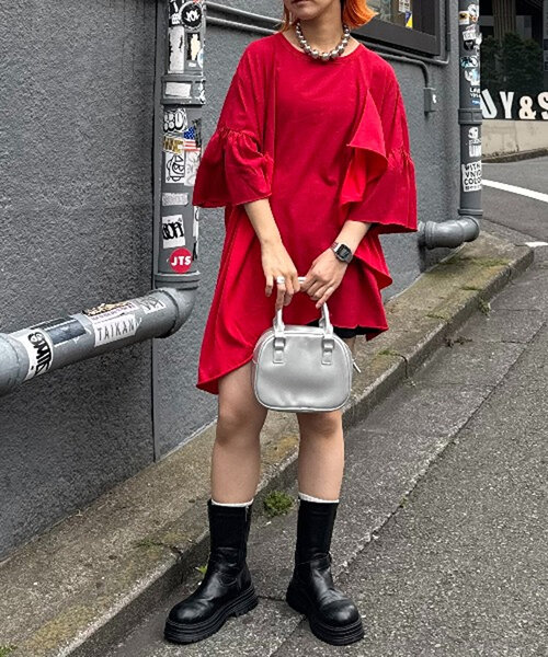 tシャツ etsintaリメイクフリルオーバーTEE レディース etsinta tシャツ etsintaリメイクフリルオーバーTEE レディース