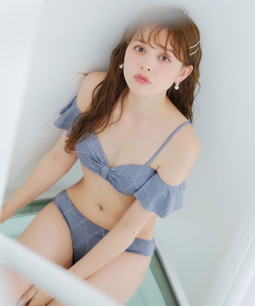 sugar nine 水着 ビジューオフショルダーフリルビキニ 2点セット