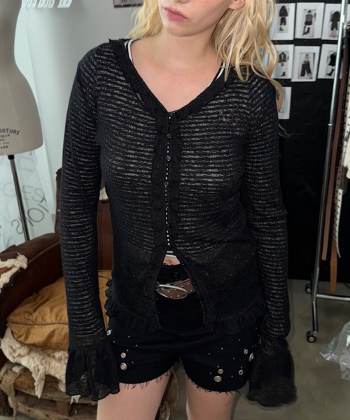 SHAGGIE（シャギー） カーディガン 「ViVi掲載」裾スリット透かし