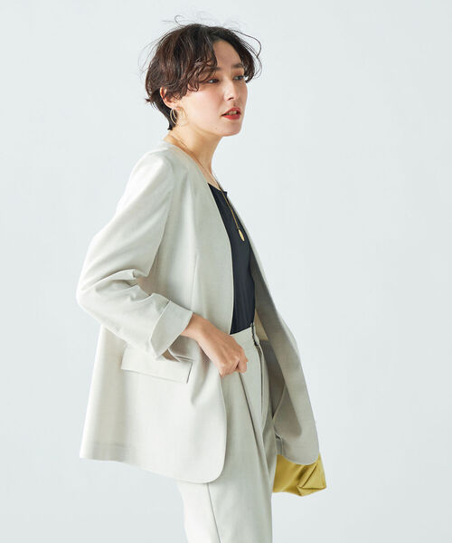 NOLLEY'S Sophi」 ノーカラージャケット 36 カーキ レディース