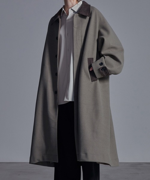 「Loose/ルース」 ステンカラーコート M グレイッシュベージュ メンズ