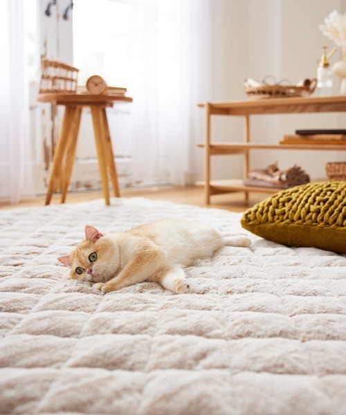 ラグ ラグマット まるで猫！のような洗えるモフモフキルトラグ｜90