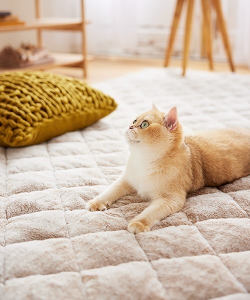 ラグ ラグマット まるで猫！のような洗えるモフモフキルトラグ｜90