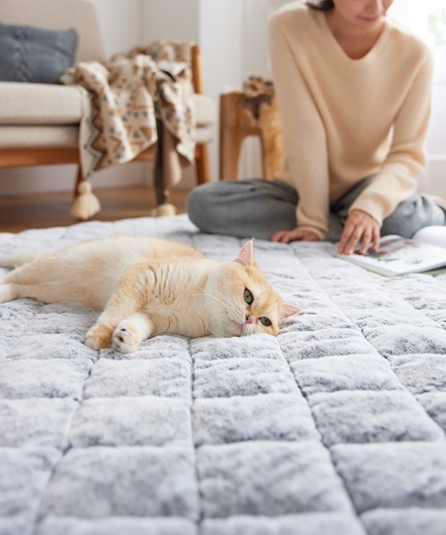 ラグ ラグマット まるで猫！のような洗えるモフモフキルトラグ｜90