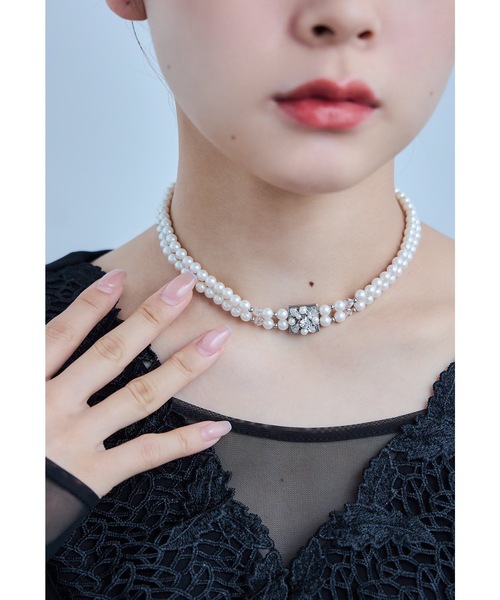 niana（ニアナ） ネックレス ビジューパールチョーカーネックレス 2連 