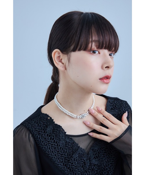niana（ニアナ） ネックレス ビジューパールチョーカーネックレス 2連