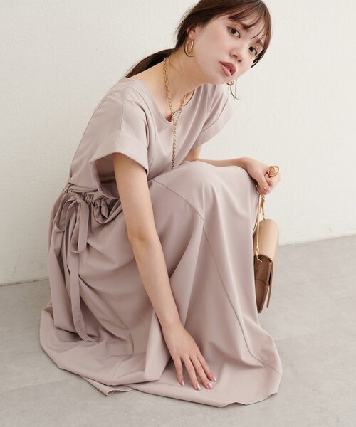 natural couture ワンピース 「WEB限定」サイドドロストワンピース
