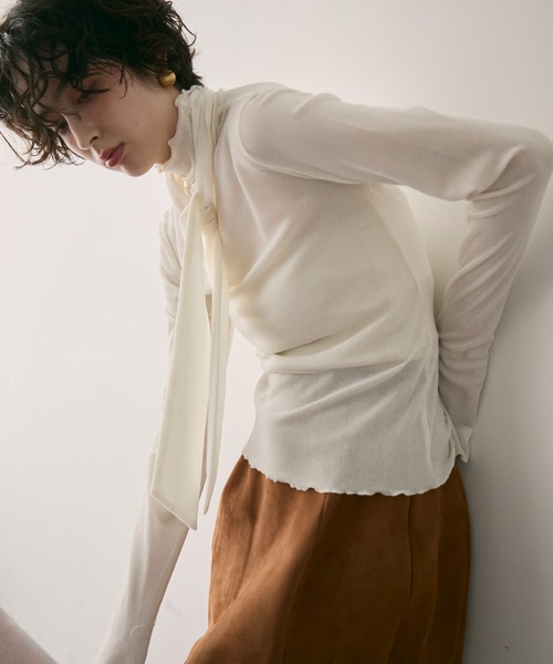 Trish（トリッシュ） tシャツ シアーフロッキーボウタイ付きハイネック