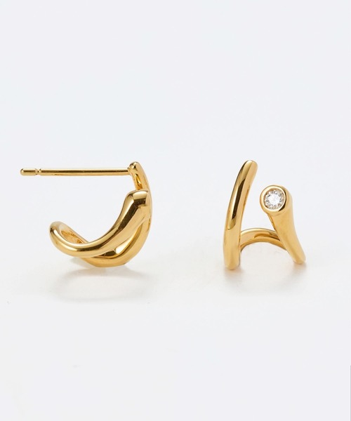 JUPITER ピアス 「SV」ダブルラインモアサナイトピアス/金属アレルギー 