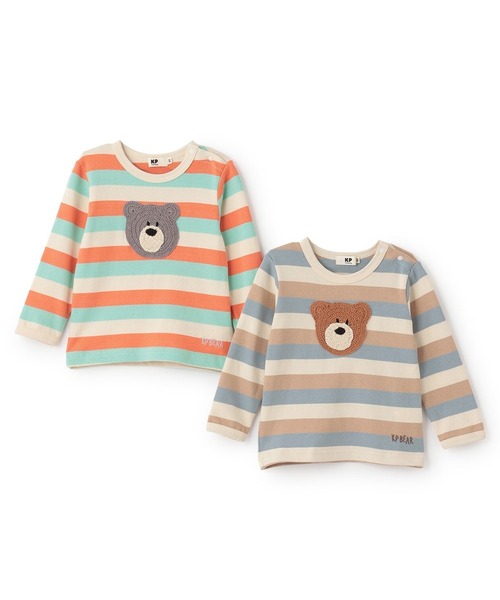 KP BOY（ケーピーボーイ） tシャツ クマ編モチーフ マルチボーダー長袖
