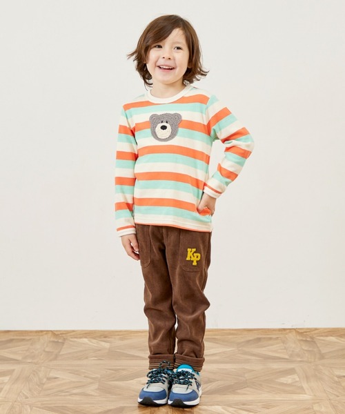 KP BOY（ケーピーボーイ） tシャツ クマ編モチーフ マルチボーダー長袖
