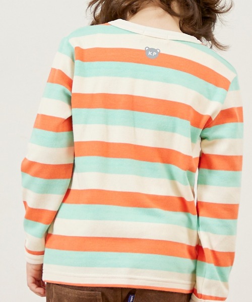 KP BOY（ケーピーボーイ） tシャツ クマ編モチーフ マルチボーダー長袖