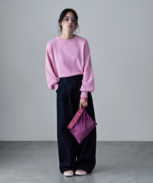 etoll.（エトル） ニット セーター スウェットライク刺繍ロゴニット