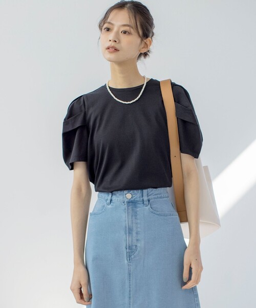 「組曲」 半袖Tシャツ 6 ブラック レディース_画像3