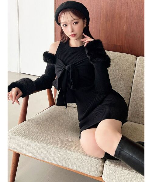 RESEXXY（リゼクシー） ワンピース ポイントフェイクファーミニニット