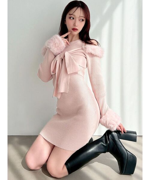 RESEXXY（リゼクシー） ワンピース ポイントフェイクファーミニニット