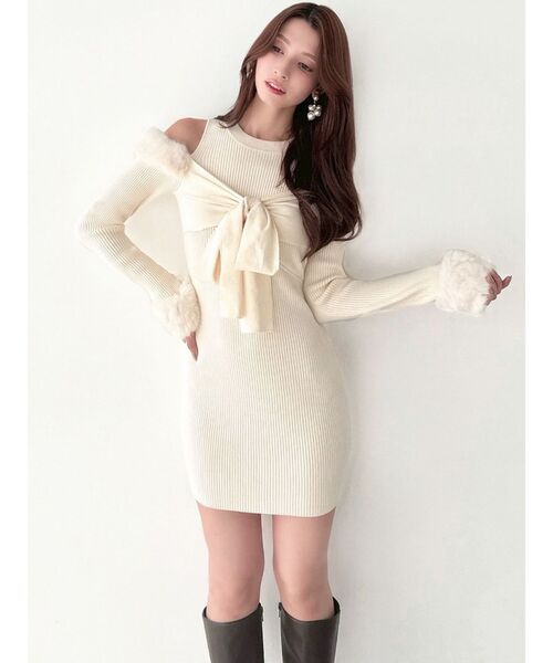 RESEXXY（リゼクシー） ワンピース ポイントフェイクファーミニニット