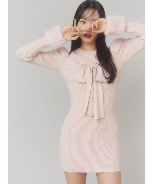 RESEXXY（リゼクシー） ワンピース ポイントフェイクファーミニニット