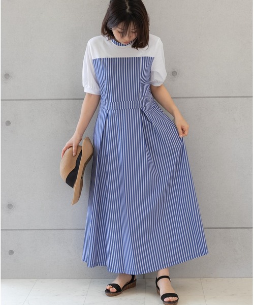 「PREFERIR」 半袖ワンピース MEDIUM ブルー レディース_画像5