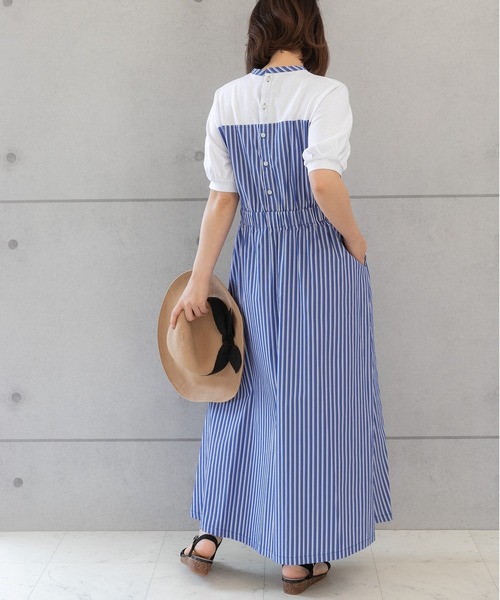 「PREFERIR」 半袖ワンピース MEDIUM ブルー レディース_画像9