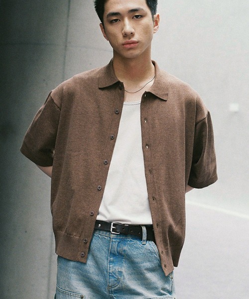 「WYM LIDNM」 半袖ニット M ブラック メンズ_画像2