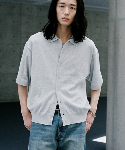 「WYM LIDNM」 半袖ニット M ブラック メンズ_画像4