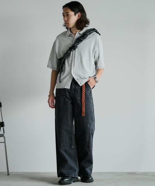 「WYM LIDNM」 半袖ニット M ブラック メンズ_画像7