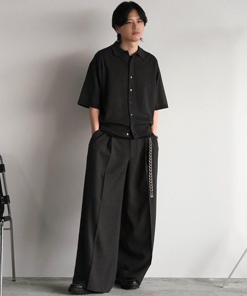 「WYM LIDNM」 半袖ニット M ブラック メンズ_画像9