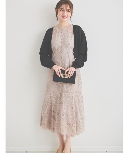 「LAISSE PASSE」 半袖ワンピース 36 ベージュ レディース_画像7