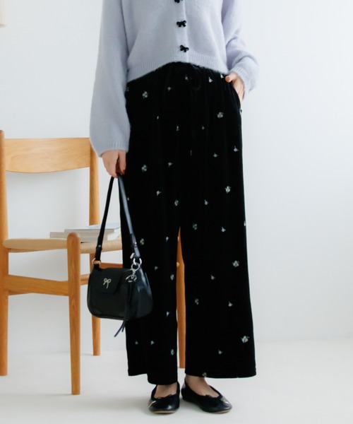 flower パンツ ベロアエンブロイダリーパンツ2 レディース : ZOZOTOWN