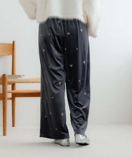 flower パンツ ベロアエンブロイダリーパンツ2 レディース : ZOZOTOWN