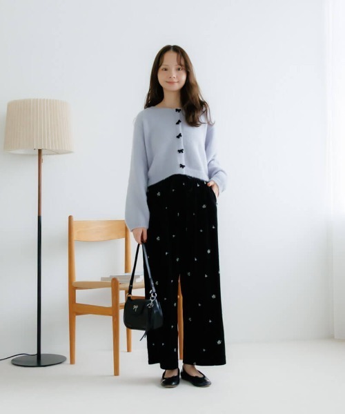 flower パンツ ベロアエンブロイダリーパンツ2 レディース : ZOZOTOWN