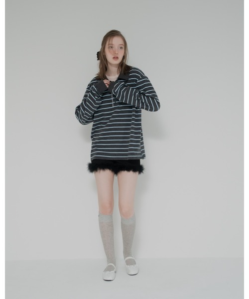 JUMELLE（ジュメロ） tシャツ マルチボーダーポロトップ レディース