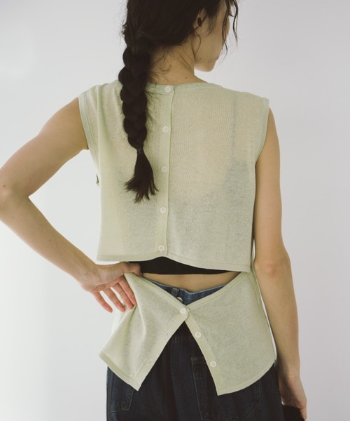 「duei」 半袖ニット FREE ライトグリーン レディース_画像4