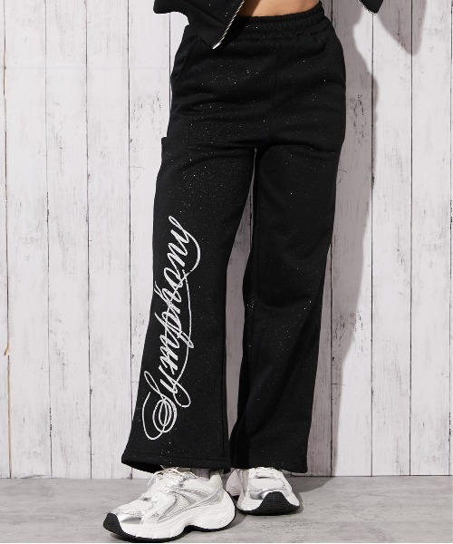 Summer（エンドレスサマー） Endless The ロゴ入り ブラックジャージパンツ パンツ SHOP FLAG / 「WEB ウォーキング・ランニングウェア