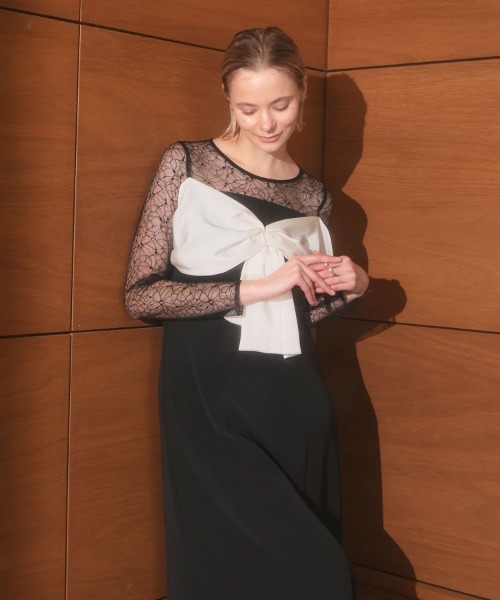 ドレス 「ANDRESD」big ribbon dress 結婚式 パーティードレス オケージョンドレス お呼ばれ 二次会 成人式 同窓会