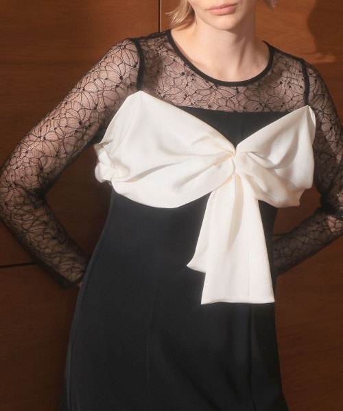 ドレス 「ANDRESD」big ribbon dress 結婚式 パーティードレス オケージョンドレス お呼ばれ 二次会 成人式 同窓会