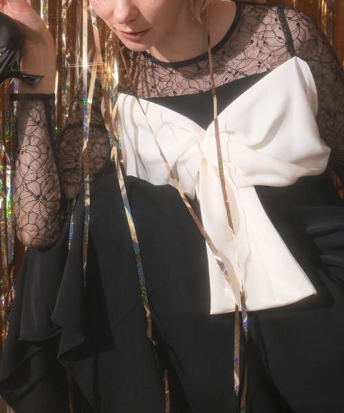 ドレス 「ANDRESD」big ribbon dress 結婚式 パーティードレス オケージョンドレス お呼ばれ 二次会 成人式 同窓会
