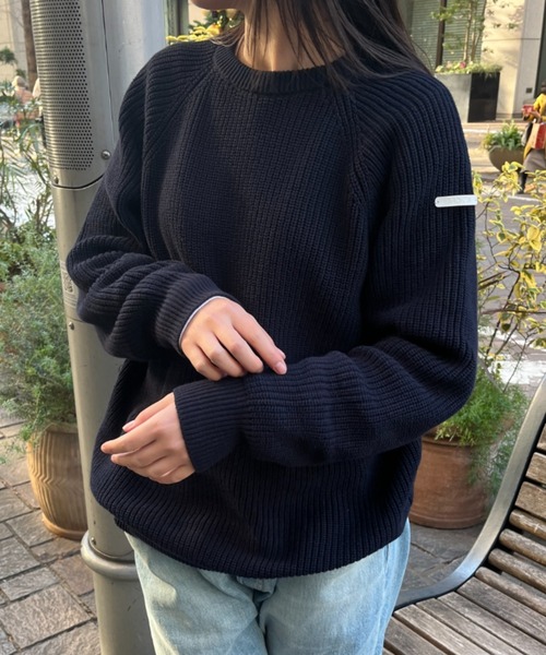 「BROKEN BASE」 長袖ニット MEDIUM ネイビー メンズ_画像3