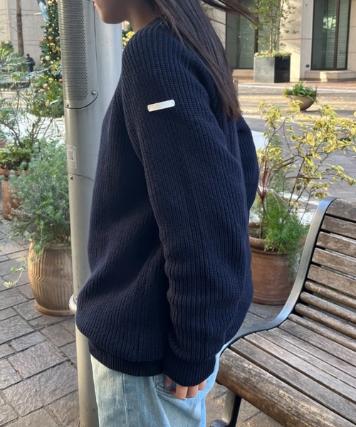 「BROKEN BASE」 長袖ニット MEDIUM ネイビー メンズ_画像5