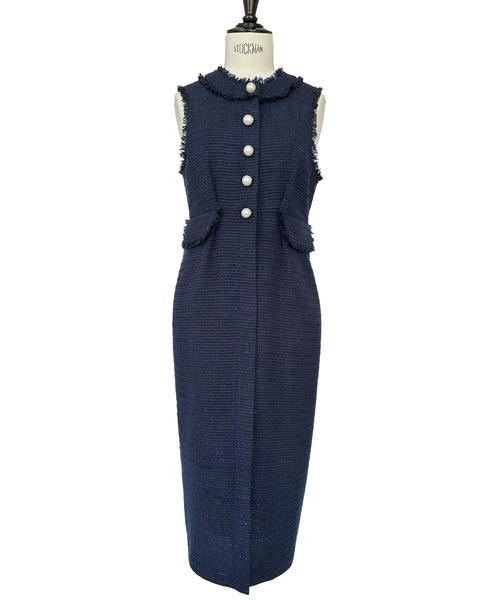 「RUIRUE BOUTIQUE」 ノースリーブワンピース L ライトグレー レディース_画像4