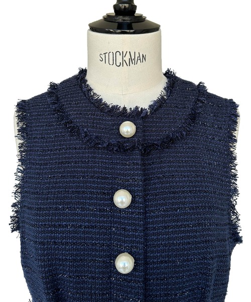 「RUIRUE BOUTIQUE」 ノースリーブワンピース L ライトグレー レディース_画像6