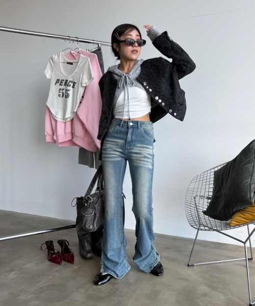 「SHAGGIE」 ブーツカットデニムパンツ SMALL ブルー レディース_画像4