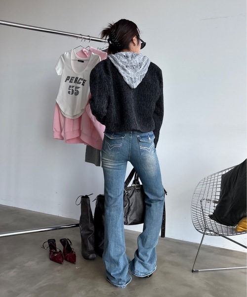 「SHAGGIE」 ブーツカットデニムパンツ SMALL ブルー レディース_画像5