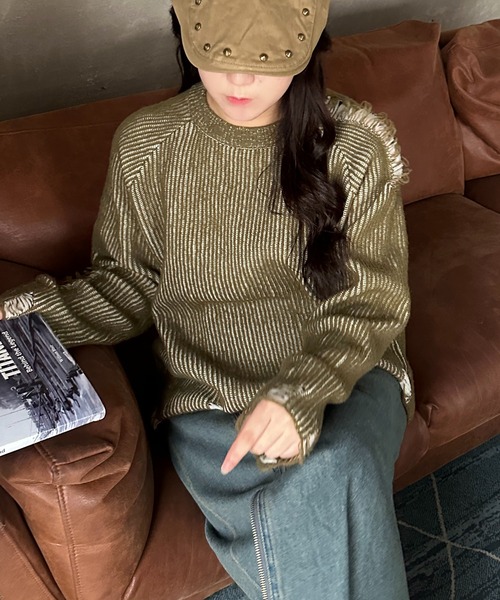 「apres jour mignon」 長袖ニット フリー グレー レディース_画像2