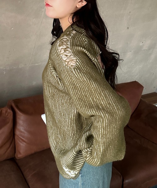 「apres jour mignon」 長袖ニット フリー グレー レディース_画像4